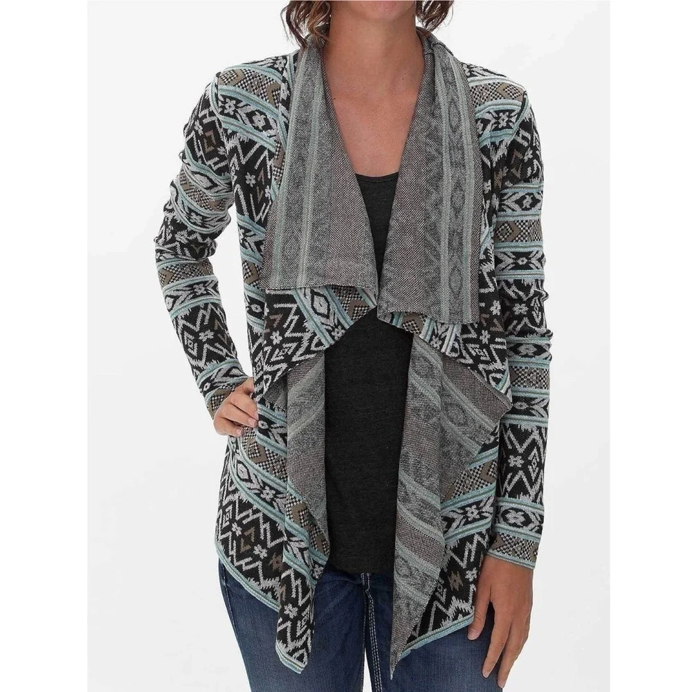 Billabong Show Me Waves Southwestern Drape Cardigan Cotton Blend S Festival Boho